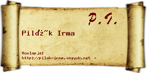 Pilák Irma névjegykártya